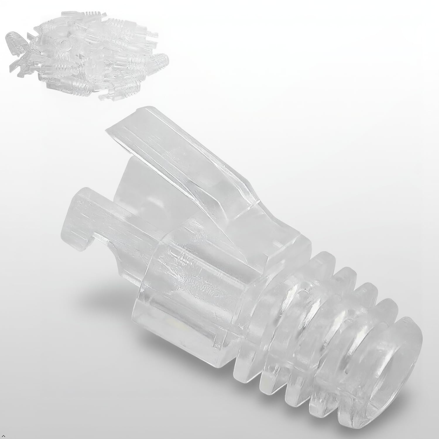 100 Pcs Cat6 RJ45 Boots Cover,GELRHONR RJ45 Strain Relief Cover for Ethernet Cables Ends Plug Connector-Transparent