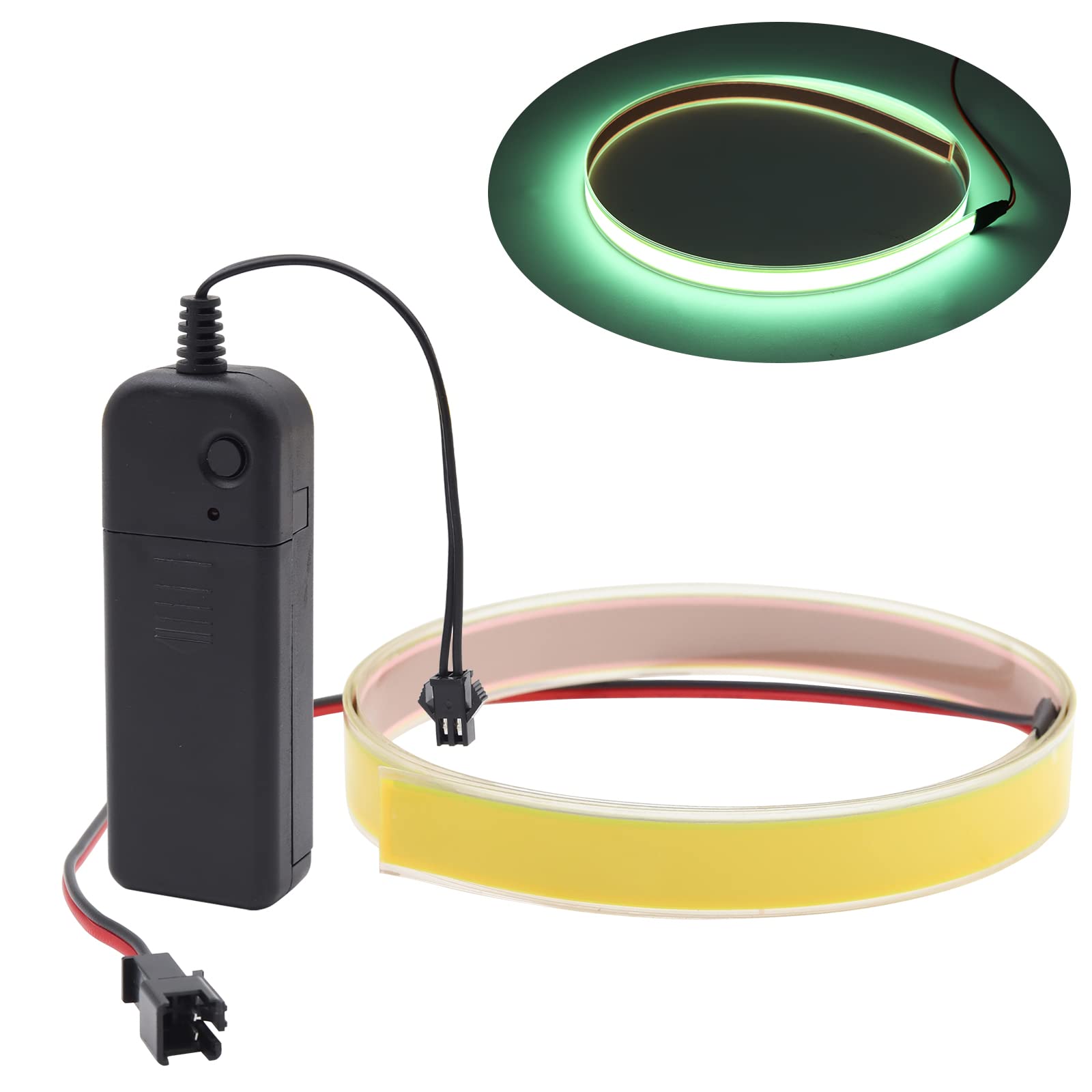 Ygmylandbb Electroluminescent El Light Strip, EL Wire Rope Lights, 1M Neon Glowing Strobing Electroluminescent 100 cm x 1.4 cm (39.3" x 0.5") ON/Slow Flash/Fast Flash, Yellow, 1Pack