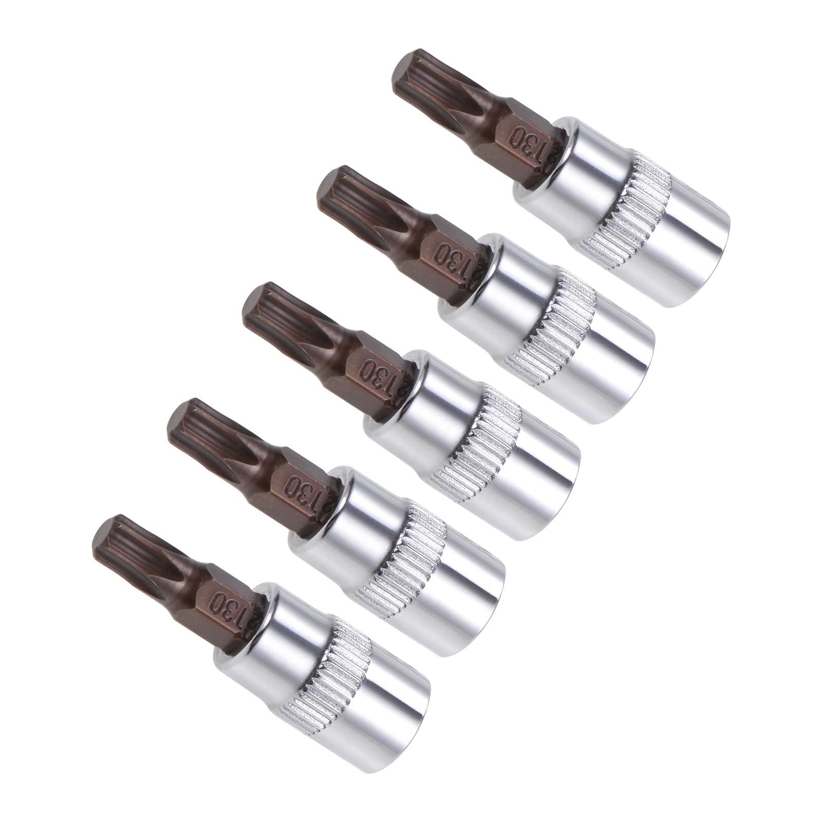 CoCud Torx Bit Socket, Metric T30 Bit 1/4" Drive 1.5" Long, S2 Alloy Steel Heat Treated CR-V Socket - (Applications: for Fastener Application), 5-Pieces