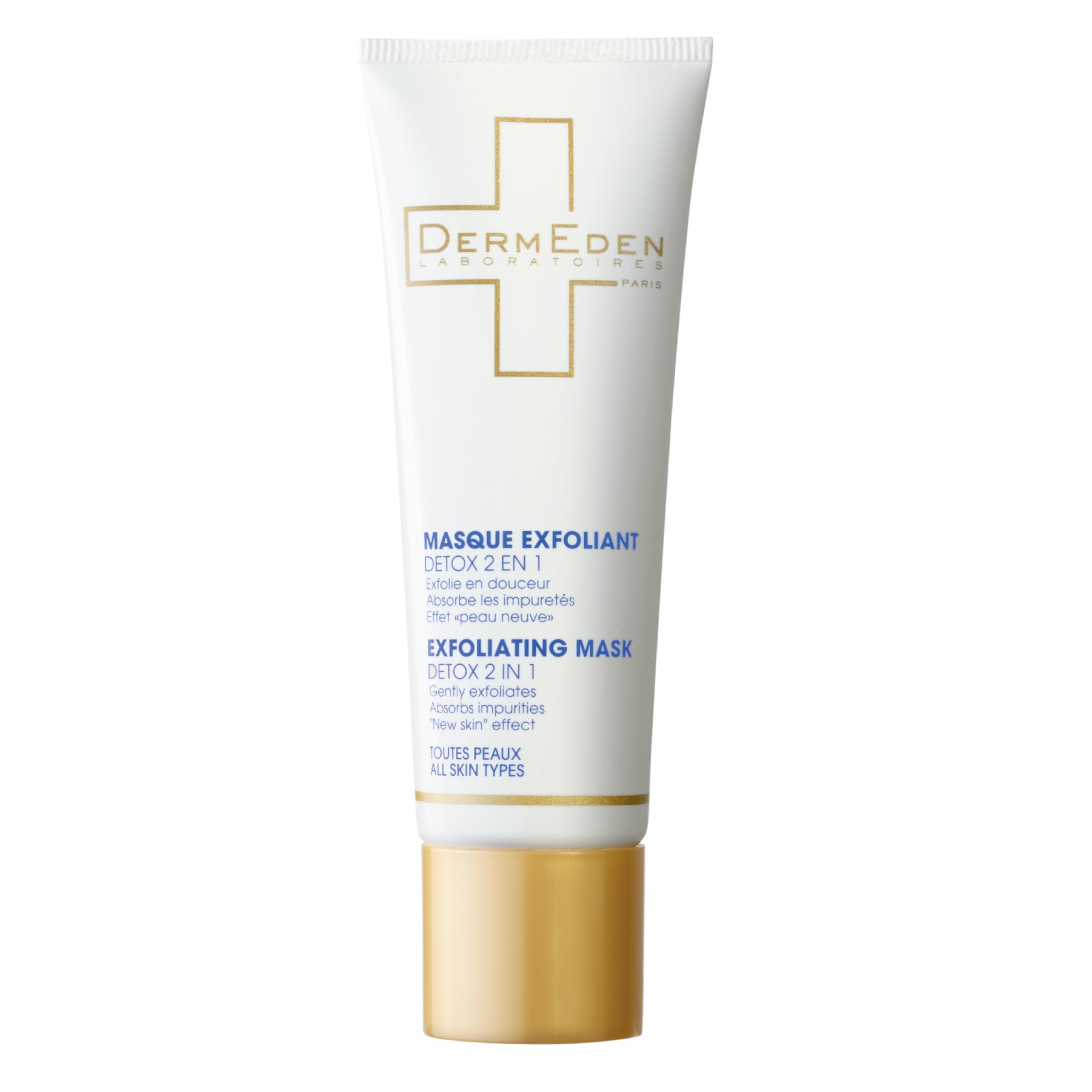 DermEden - Detox Exfoliating Mask 50 ml - 2 actions in 1 - Removes all impurities and pollution particles - Purifies, tightens and unclogs pores - Made in France