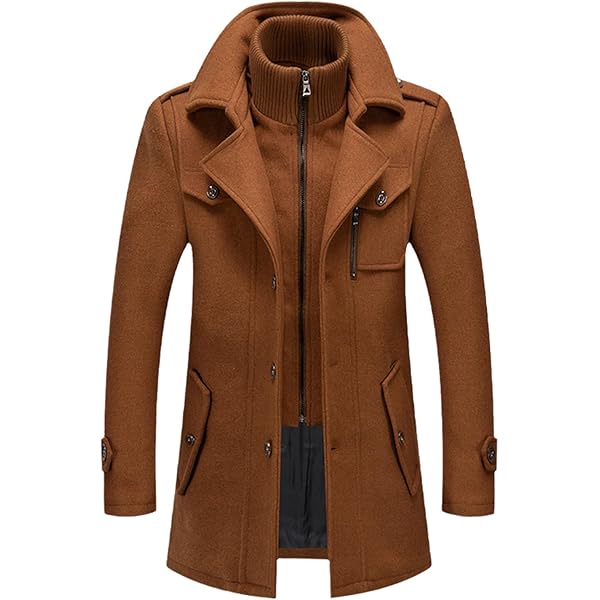 ジャケット・アウター sheller big check BISHU pure wool coat PRIJOUHE Men's Wool Blend Jacket Single Breasted Slim Fit Thick