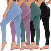 CAMPSNAIL 4 Pack Leggings for Women - High Waisted Tummy Control Yoga Pants for Workout Gym Black Leggings Plus Size Dance