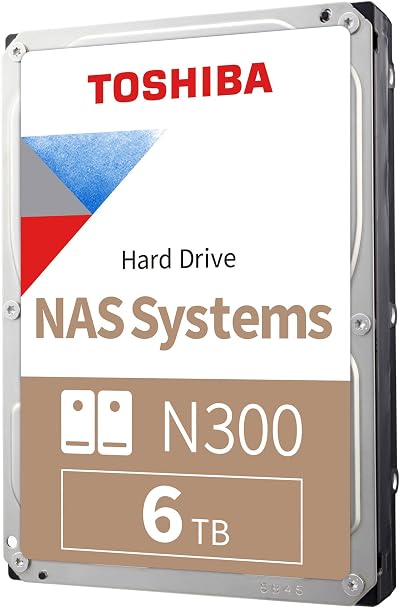 Toshiba N300 6TB NAS Hard Drive 3.5 inch SATA 7200 RPM 24/7 1-8 bay