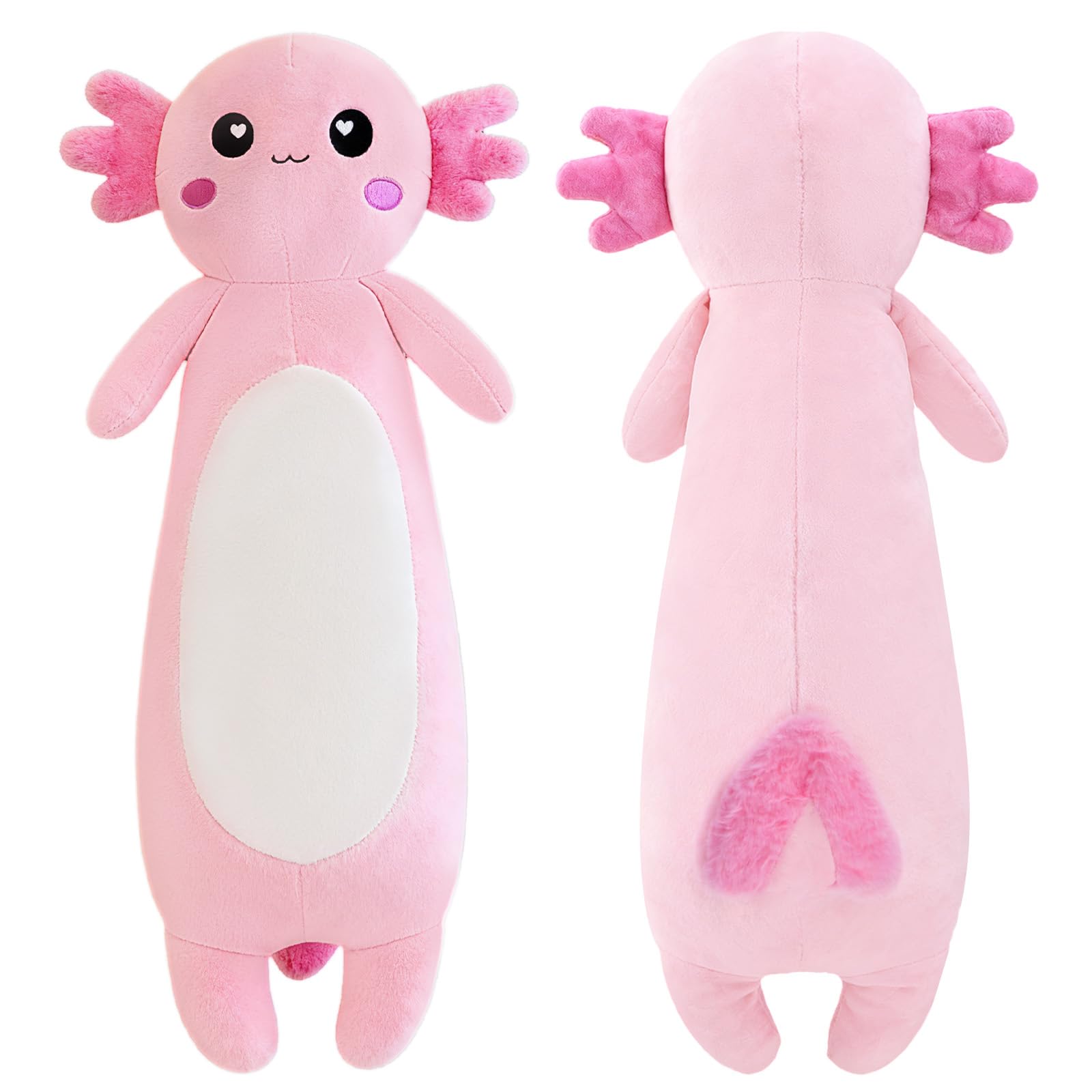 Long Axolotl Plush Pillow, 70cm/27.5", Sleeping Hugging Pillow Axolotl Toys, Stuffed Animals Squishy Pillows Cuddle Cushion Body Long Pillows For Kids Birthday Easter Valentine Christmas, Pink