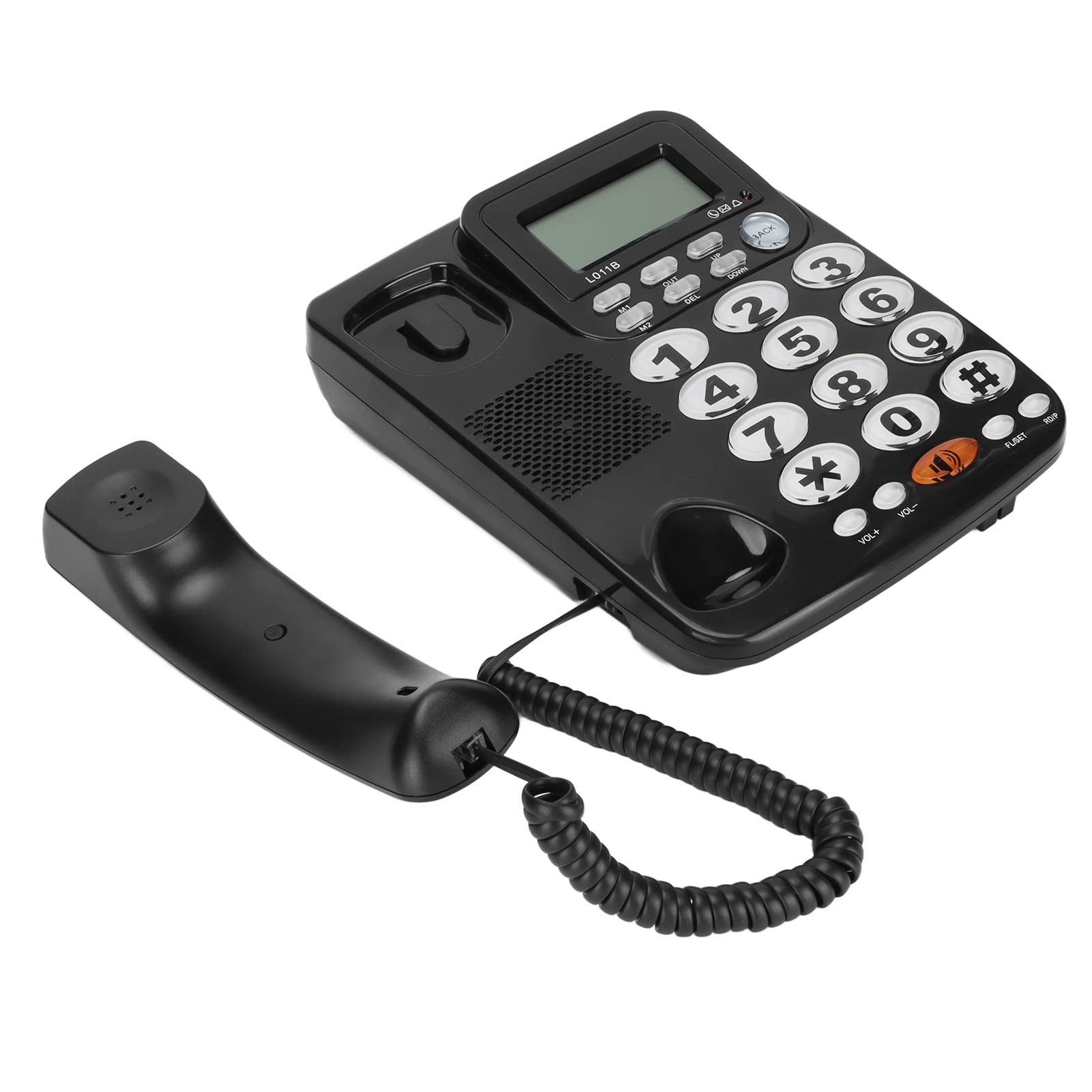 Dioche Home Phone Corded Landline, Black Corded Phone, Desk Telephone Caller ID Large Buttons Tilt Display Corded Landline for Home Office Hotel Rooms