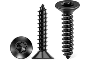 100 PCS #8 X 3/4 Inch Black Coated Flat Head Torx/Star Wood Screws, Stainless Steel 18-8 (A2) Fully Threaded No.8 X 0.75 Length Screw by TPOHH