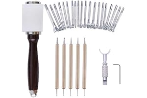 PDTXCLS 28 PCS Leather Stamping Tool Leather Carving Working Saddle Making Tools DIY Leather Craft Stamps Set DIY Hammer Swivel Knife