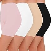 ZENUTA Women 4 Pack Slip Short Under Dresses Underwear, Anti Chafing Seamless Cotton Shorts for Women Boy Shorts