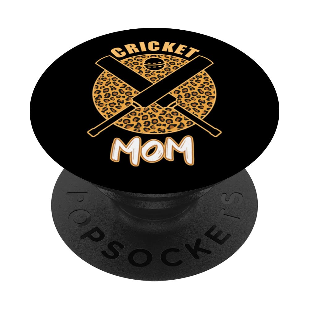 Cricket Mom Sports Leopard Bat Cricketer Women Cricket PopSockets Swappable PopGrip