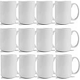 TANGLONG Sublimation Mugs 15 oz, Sublimation Blanks, (Pack of 12) | Bulk Coffee Mugs,White Cups for Coffee,Latte, Soup, Milk, Hot Cocoa Set