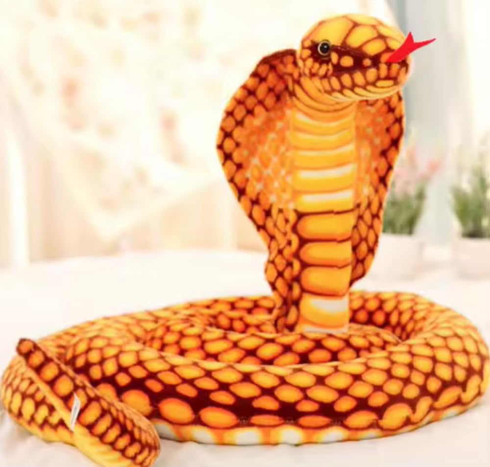 Tikwisdom Stuffed Animals - Snake, Large Cobra Plush Toy, High Simulation Cobra Soft Toy, Prop Animal Party Decoration, Boys and Girls Gift Gifts (Yellow length 170cm)