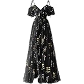 Maxianever Tulle Prom Dresses Flower Embroidery Ruffle V Neck Women's Formal Evening Party Gowns 2024