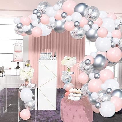 Amazon.com: Silver Pink Balloons 