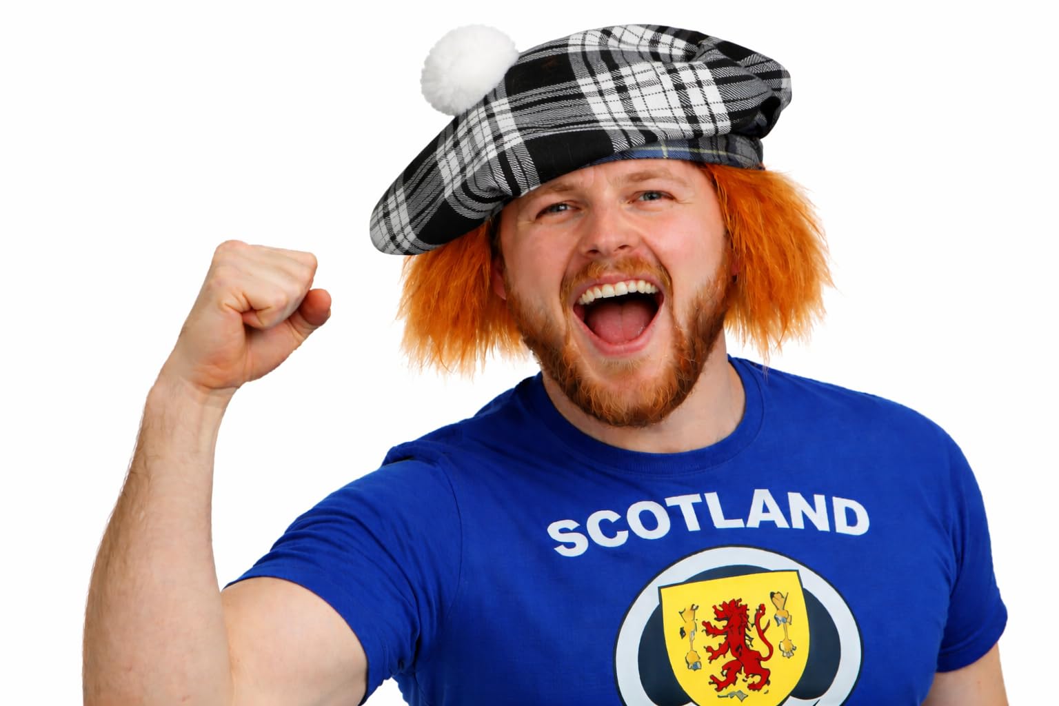 The Dragons Den Adults Tartan Tam O'Shanter Hat With Ginger Hair Scotland Burns Night Hat Fancy Dress [Erskine] — image 1