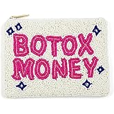 Pretty Robes Pearl Beaded Coin Purse Handmade with Colorful Designs Savings Bag Small Zipper Pouch for Cash Card & Makeup (Botox Money)