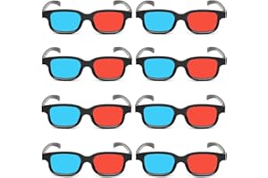 WELANE 3D Glasses, 8 PCS Red & Blue Dimensional 3D Vision Glasses for TV, Movie, Game
