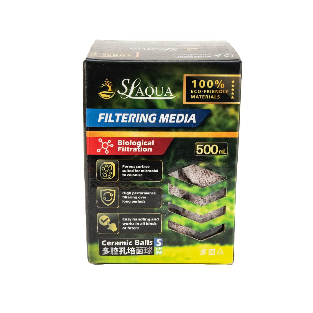 SL Aqua Ceramic Balls Bio Aquarium Filter Media for fish shrimp Tank Pond Sump Biological (500ml)