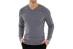 YTD Men's Casual Slim Fit V-Neck Pullover Long Sleeve Knitted Pullover Sweaters