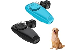 EOEDEPAZ 2-in-1 Dog Training Clicker Whistle for Training and Recall, Pet Training Accessories for Puppy, Cats, Horses & Small Animals - 2 Pack with Lanyard, Reward and Train Your Pets Efficiently