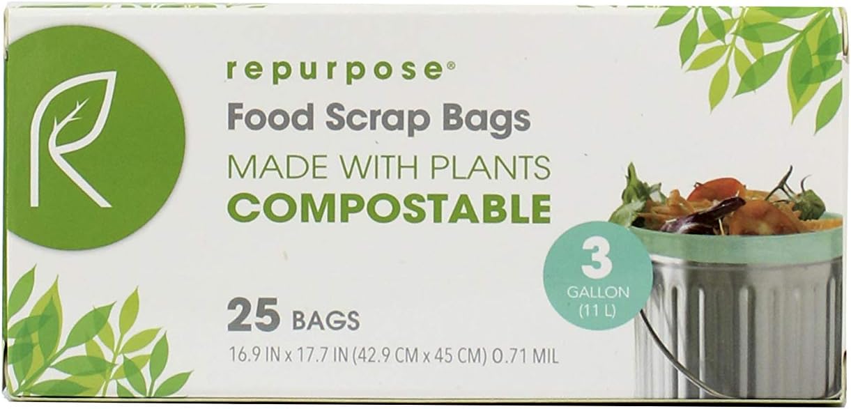 3 Gallon Small Bin Bags, 25 Count, BPI Certified 100% Compostable