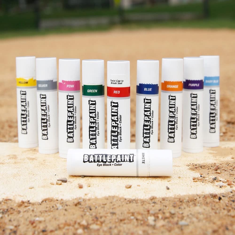 EyeBlack BattlePaint – Bright Colored Under Eye Black Grease for Pro Athletes and Super Fans – Baseball, Softball, Football – 2 Sticks