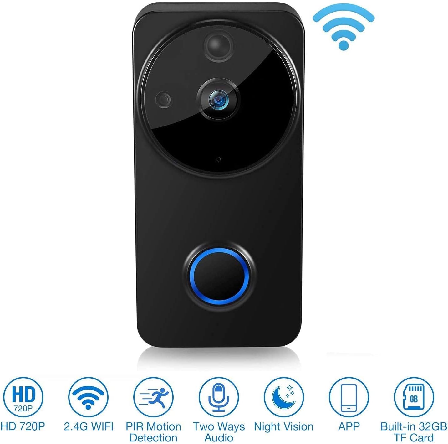 Trklingel Wireless WLAN WLAN Video Trklingel Smart trklingel inklusive Indoor Bell 2 stcke Batterie 32 GB TF Karte Fernbedienung Nachtsicht Zwei Wege Audio wasserdicht fr Home School Office