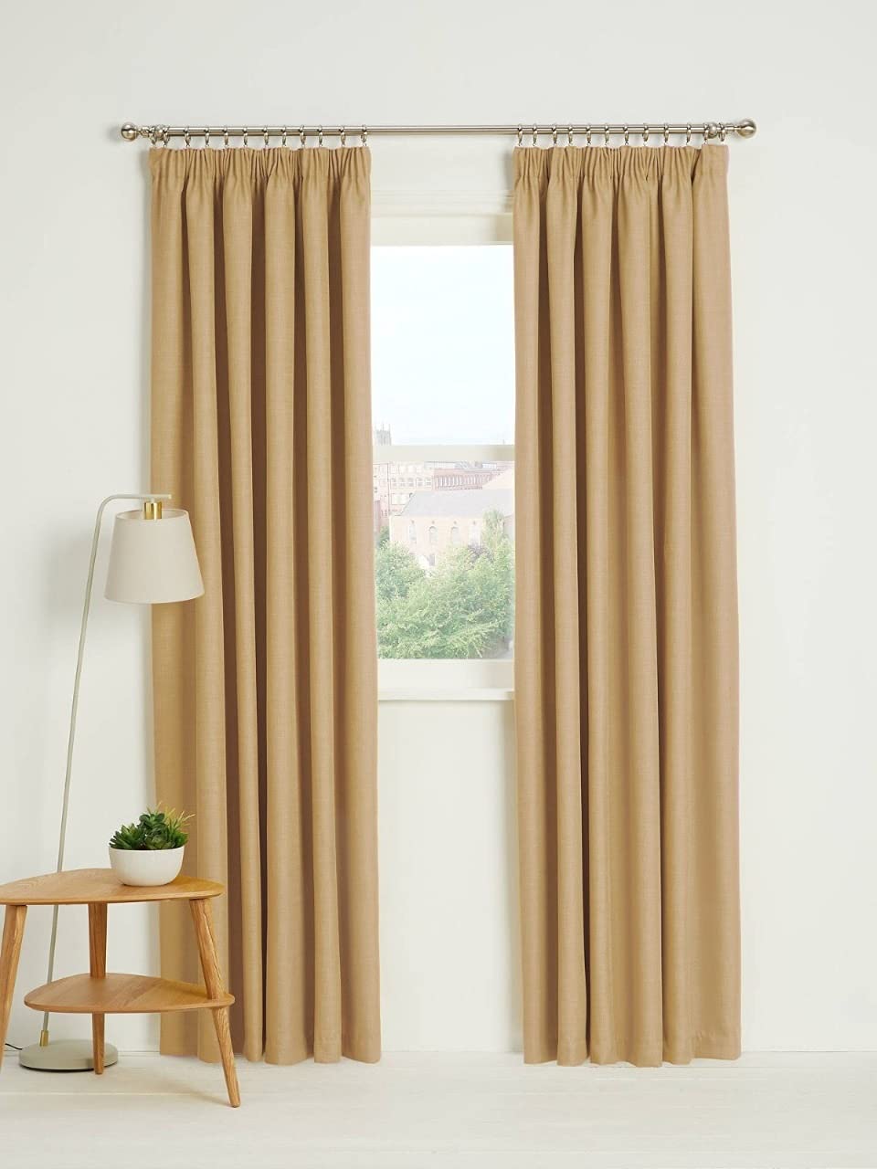 Kinfolk Textile Blackout Thermal Pencil Pleat Tape Top Insulated Pair of Blackout Curtains Including 2 Tiebacks (Cream Natural, 46" x 72")