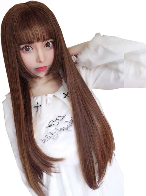 Amazon Fintier ウィッグ ロング フルウィッグ スーパーロング ストレート 前髪 小顔 空気感 耐熱 180度 高温 つけ毛 女性用 かつら ウイッグ レディース ネット付き フルウィッグ 通販