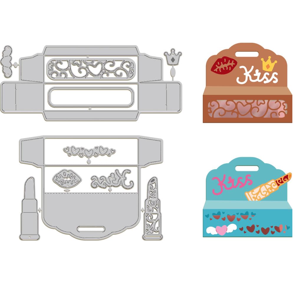 GLOBLELAND Lipstick Gift Cutting Dies Metal Die Cut for DIY Scrapbooking Photo Album Decorative Embossing Paper Card 5.3x3.1x0.03inch