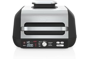 Ninja IG601 Foodi XL 7-in-1 Indoor Grill Combo, use Opened or Closed, Air Fry, Dehydrate & More, Pro Power Grate, Flat Top Gr