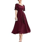 Ever-Pretty Women's Maxi Chiffon Formal Mother of Bride Dress A-Line Asymmetrical Neck Rhinestone Wedding Guest Dresses 02463