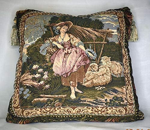 Amazon Com Large Belgian French Tapestry Woven Pillow With