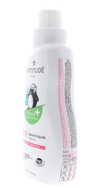 ATTITUDE BABY LAUNDRY DETERGENT, EWG VERIFIED, PLANT AND MINERAL-BASED FORMULA, HE COMPATIBLE, VEGAN HOUSEHOLD PRODUCTS, UNSCENTED, 35 LOADS, 35.5 FL OZ