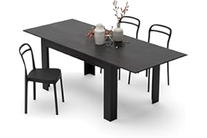 Mobili Fiver, Easy, Extendable Dining Table, 55,1(86,6) x35,4 in, Ashwood Black, for 6-8 People, Expandable Dining Table for Kitchen, Italian Furniture