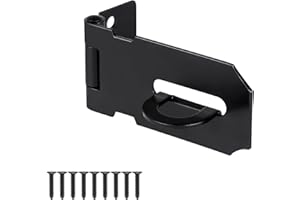 HTHOOOOOME 3 Inch Heavy Duty Door Locks Hasp Latch, Stainless Steel Security Packlock Clasp Hasp Lock Latch for Fence Gate, Gate, Shed Closet Cabinet, Black, 1 Pack