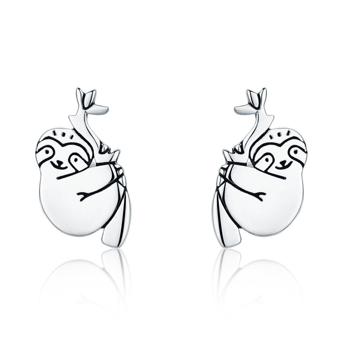 NEWL 925 Sterling Silver Lovely Koala Sloth Animal Small Stud Earrings for Women Sterling Silver Jewelry S925