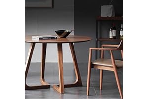FUYAO Mid Century Modern Dining Table,Round Solid Wood Kitchen Dining Room Tables,Rustic Pedestal Table Small Leisure Coffee 
