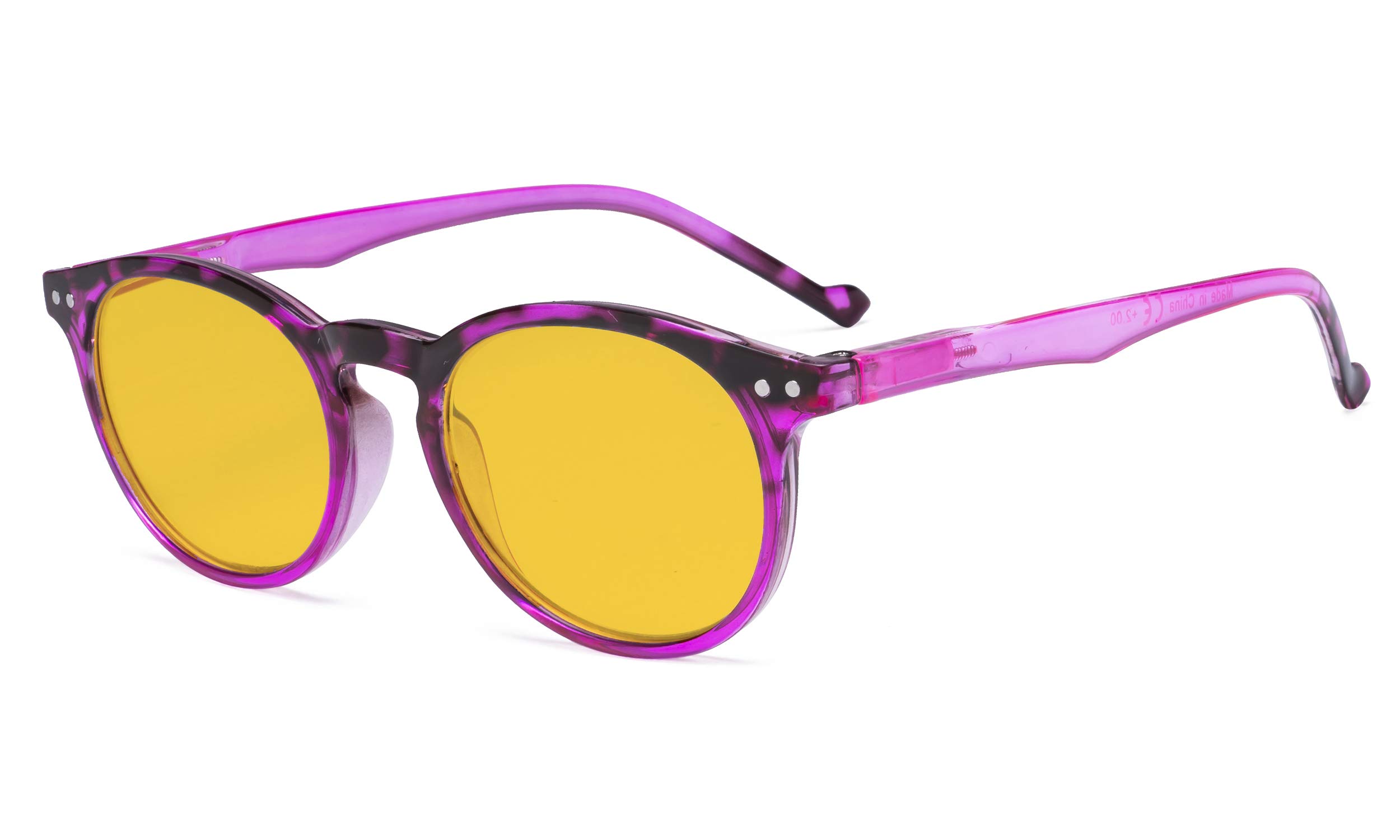 Eyekepper Stylish Blue Light Blocking Glasses Women - Anti Digital Glare UV Ray Oval Round Computer Eyeglasses with Amber Tinted Filter Lens - Rose Red