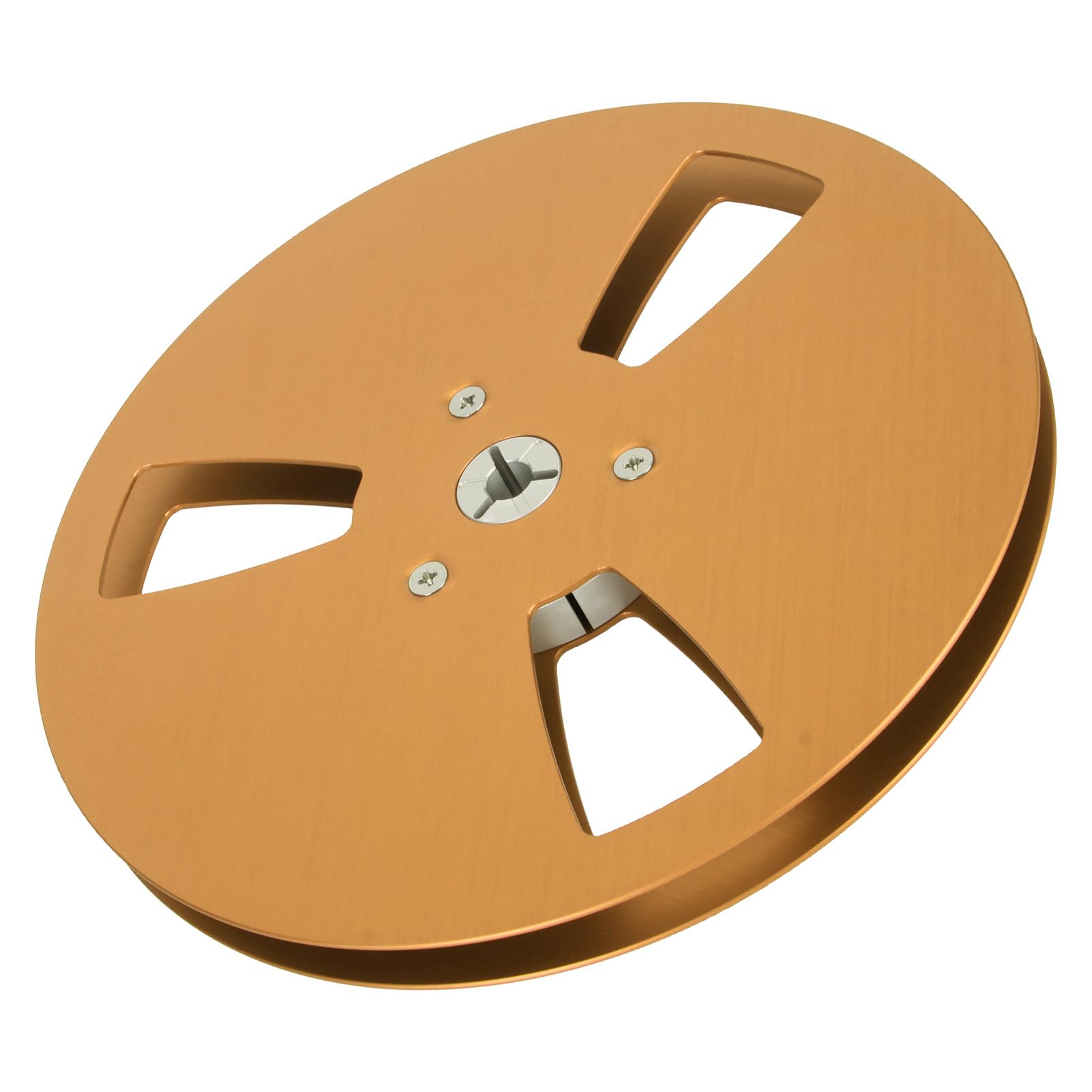 Takeup Reel,1/4 7 Inch Empty Take Up Reel to Reel Small Hub Open Reel Sound Tape Takeup Reel with 3 Holes,Sound Takeup Reel for Recording Nab (Gold)