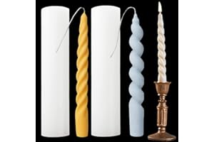 TOPYS 2PCS 3D Twisted Taper Silicone Candle Molds, Long Spiral Cylinder Molds for Aromatherapy Candle Soy Wax Soap Clay Craft Plaster Resin Making, Pillar Mold for HomeDecoration Gift