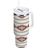 YETTASBIN Boho Aztec 30 oz Tumbler with Handle, Stainless Steel Vacuum Insulated Sports Water Bottle, Leak-proof Travel Coffee Mug Cup with Lid and Straw for Water, Iced Tea or Coffee
