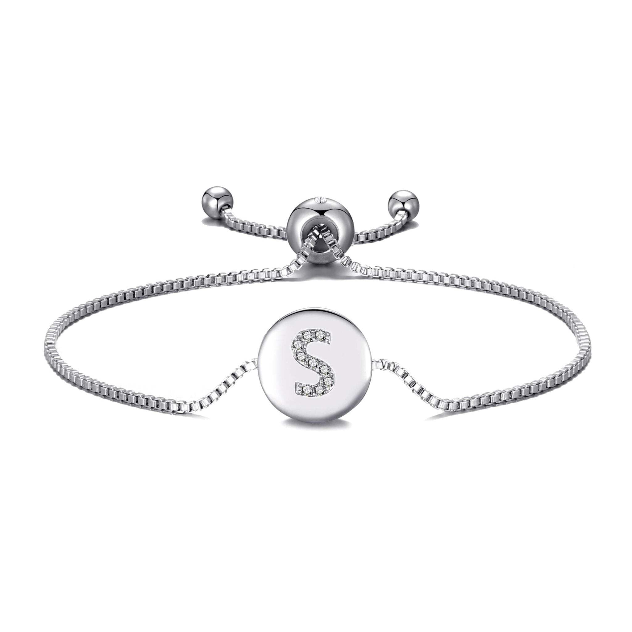 Philip Jones Initial Friendship Slider Bracelet Letter S Created with Zircondia® Crystals — image 1