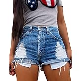Sexyshine Women's High Waist Distressed Casual Cut Off Ripped Jeans Denim Shorts