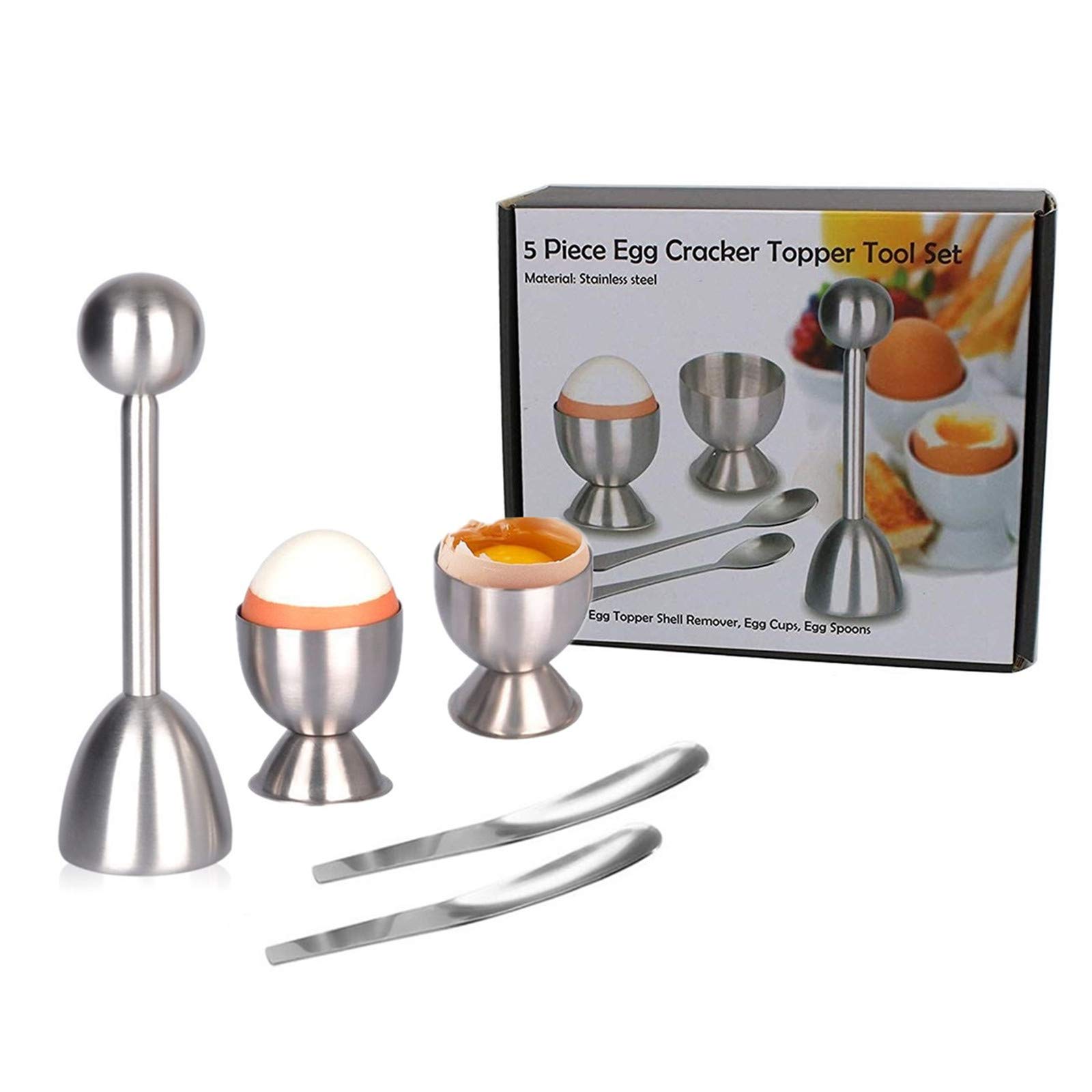 Buy Egg Cutter Topper Set, 5 pcs Stainless Steel Egg Opener Egg Whacker Poached Egg Separator