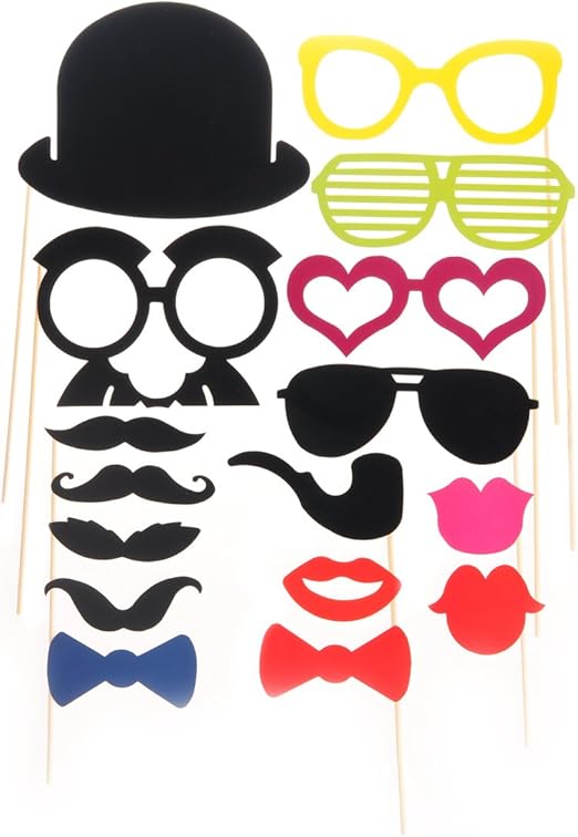 16 Pcs Photo Booth Paper Props on a Stick Wedding Cosplay