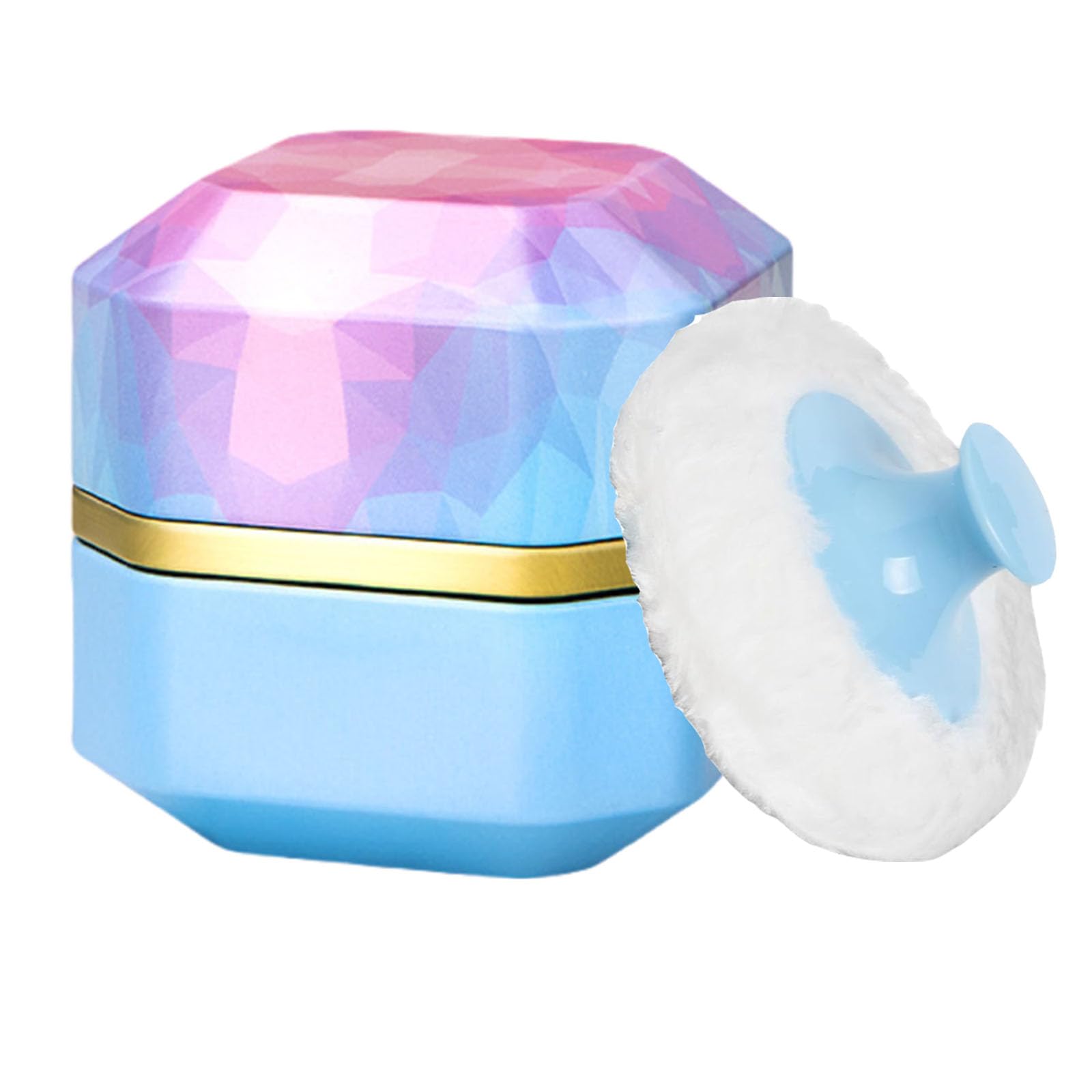 Photo 1 of Body Powder Puff and Container, 3.35" Portable Dusting Powder Container with Soft Puff Powder Case Box Jar for Baby Women Home and Travel Use(Blue)