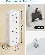 Mscien 3 Gang Plug Adaptor with LED, Individually Switched UK Wall Socket view 5