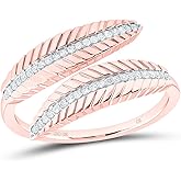 Jewels By Lux 10K Yellow Or White Or Rose Gold 1/8Cttw Natural Diamond Cn Fashion Leaf Ring