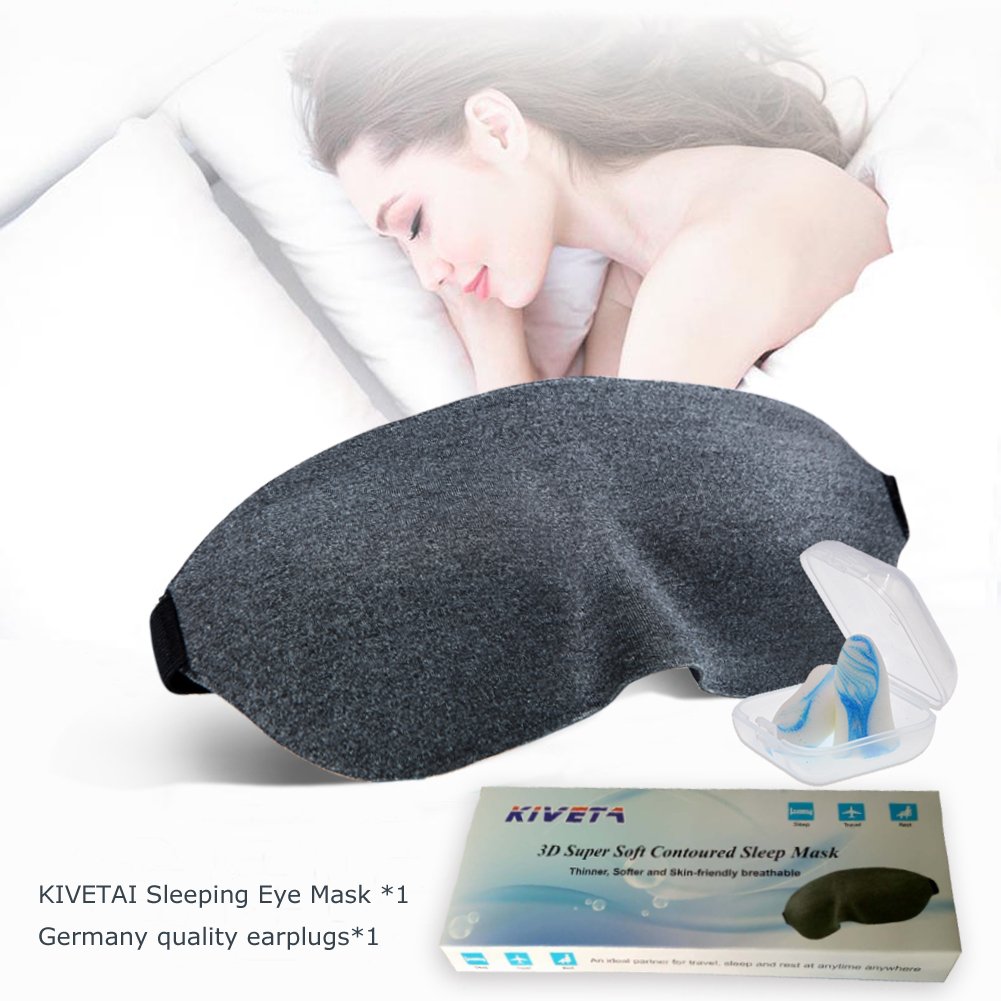 Sleep Mask 3D Eye Mask for Sleeping with Anti-noise Earplugs Super Soft Blindfold Eye Shades for Men Women Students Using at Home Travel Office Naps Shift Work