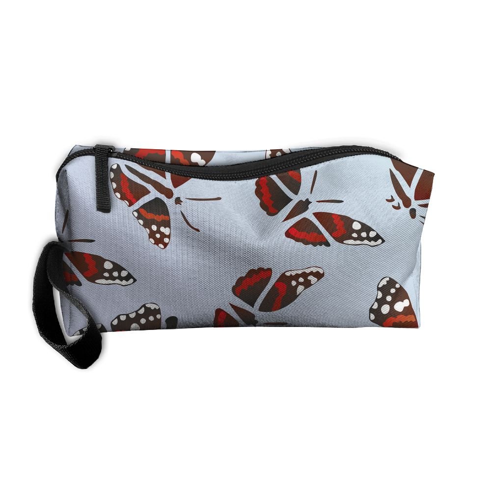 Homlife Portable Travel Cosmetic Toiletry Clutch Bag Organizer Case Oxford Red Admiral Butterfly Art Storage Pouch